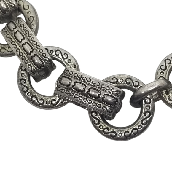 PREMIER DESIGNS VINTAGE SILVERTONE WITH ETCHED DESIGNS BOOKCHAIN STYLE BRACELET - Picture 6 of 8